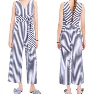 J. Crew Blue and White Striped Nautical Jumpsuit